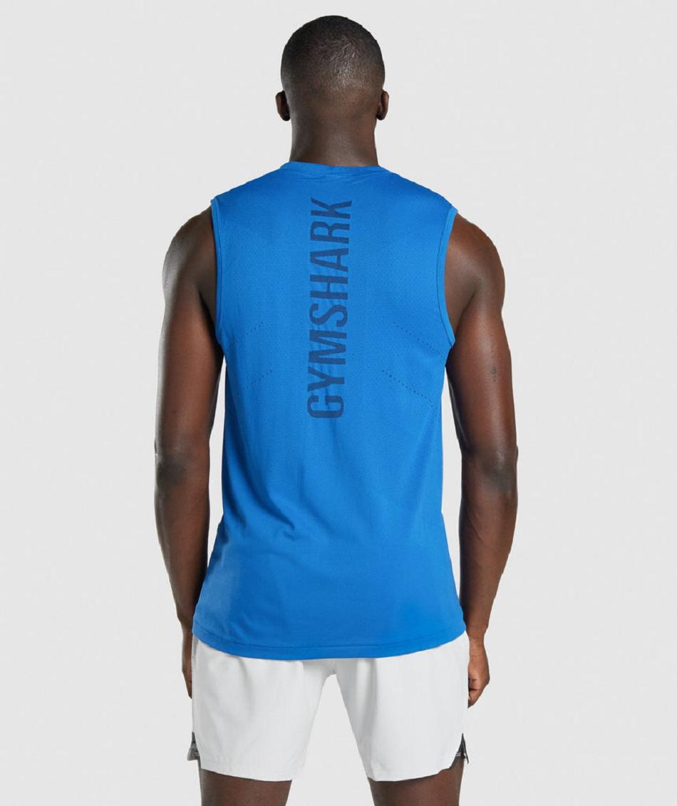 Camiseta Tirantes Gymshark Apex Hombre Azules | CO 3184TCE